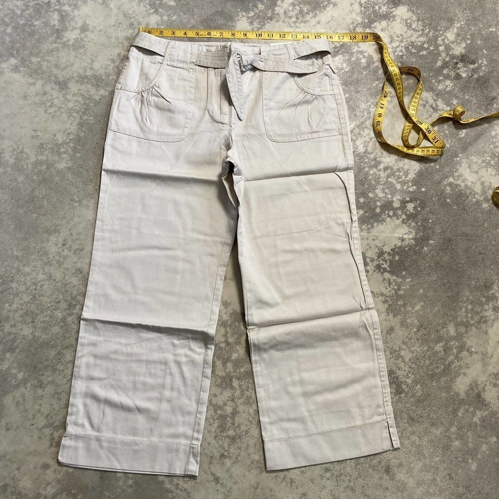 Ann Taylor Loft‎ Crop Tie Waist Pant Womens Stone Beige Size 10